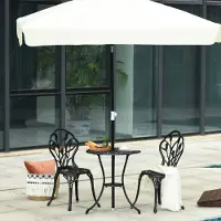 SUGIFT Ensemble de table bistro et de deux chaises pliantes, ensemble de mobilier de balcon 3 pièces, aluminium, noir. Résistant aux intempéries. Trou pour parasol de Ø38–42 mm. Dimensions : 60 x 60 x 67 cm