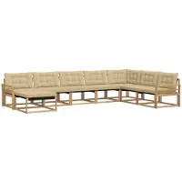 vidaXL Ensemble de salon de jardin 8 pièces, blanc et beige, en bois d'acacia massif