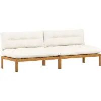 vidaXL Canapé modulaire, ensemble de 2 pièces, en bois d'acacia naturel et blanc crème