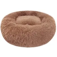 OEM Coussin pour chiens de petite, moyenne et grande taille, chats et autres animaux de compagnie, doux, rond, en peluche, lavable, S/M/L/XL/XXL, L-60 cm, marron