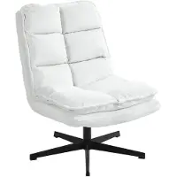 Meubles Cosy : fauteuil de loisirs pliable sans accoudoirs en tissu blanc, pivotant à 360° – AESTON