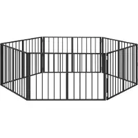 Syfax Porte pour chien 6 pcs Noir 100 x 60 cm Acier galvanisé