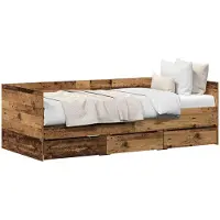 vidaXL Lit de jour avec tête de lit vieux bois 90 x 190 cm Bois composite