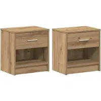 vidaXL Tables de chevet 2 pcs avec tiroir chêne artisanal 39 x 28 x 41 cm