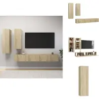 vidaXL Ensemble de 4 meubles TV Chêne Sonoma Matériau dérivé du bois - Meuble TV