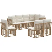 vidaXL Ensemble de canapés d'extérieur avec coussins, 8 pièces, polyester naturel