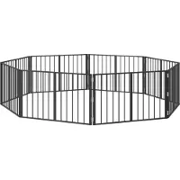 vidaXL , barrière pour chien, 8 pièces, noire, 100 x 60 cm, acier galvanisé