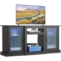 Azomor Meuble TV moderne avec étagères réglables et éclairage, pour téléviseurs de 65 pouces