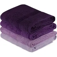 Kein Hersteller Serviette De Bain Aucune - Lot De 4 70 X 140 Cm Violet Coton 100%