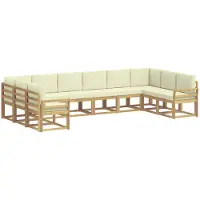 vidaXL Ensemble de salon de jardin 10 pièces, blanc et crème
