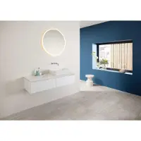 Geberit ONE Plaque de lavabo, découpe à droite, pour lavabo à poser en forme de coupe, grès cérame, 120x2x47cm, 505.145.00.1