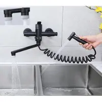 OEM Robinet de cuisine noir moderne avec douchette et rotation à 360 degrés