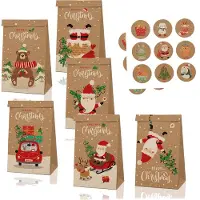 JMXZ Lot Azomor comprenant 12 pochettes cadeaux de Noël de luxe ornées de motifs festifs et d'autocollants