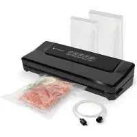 Kitchenbrothers Vacuum machine Essential - Machine à emballer sous vide 4,5 L/min - 4 supports - 40 sacs de mise sous vide sans PFAS et tuyau de mise sous vide inclus - Noir