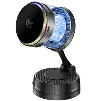 4smarts Chargeur Qi2 25 W / MagSafe avec système de refroidissement, éclairage RGB et support à 360°, gris sidéral
