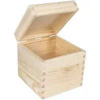 OEM Boîte de rangement carrée en bois Azomor avec couvercle – 16 x 16 x 16 cm, personnalisable, polyvalente