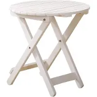 Famanu Table de terrasse ronde, multifonctionnelle et portable – idéale pour le jardin, 48,5 x 48,5 x 50 cm, blanche
