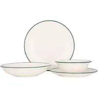 RINART Service de table (taille moyenne) - Green Edge - 24 pièces - 6 couverts - Porcelaine