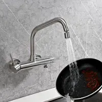 Azomor Robinet mural de cuisine en acier inoxydable avec raccord pour lave-vaisselle et bec flexible