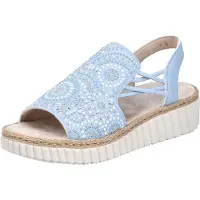 Rieker Sandales à talons compensés FSK pour femmes, bleu clair, taille 39