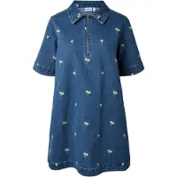 Pieces Robe-chemise 'PCFLORA' bleu denim / vert clair / blanc