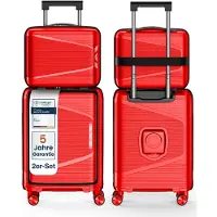 4FLY Ensemble de valises à coque rigide Linea Lux en PP, 16 et 20 pouces – Lot de 2 – Rouge