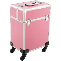 StarTech.com Malette de maquillage sur roulettes - Valise de cosmétiques à roulettes - Aluminium ABS, volume de 36 à 55 litres, compartiments pliables, roulettes amovibles, poignée télescopique - Rose