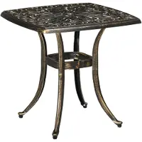 SUGIFT Table d'appoint en aluminium, table de jardin vintage en bronze, avec trou pour parasol, en aluminium moulé, résistante aux intempéries | Inox et résistante aux UV | 3,5 kg | 54 x 54 x 52,5 cm