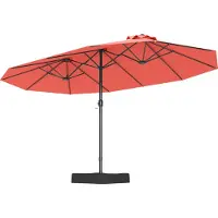 Costway Parasol double UPF 50+ avec support 443x263cm, Parasol à manivelle, Parasol de jardin Terrasse Parasol de marché Grand XXL Orange