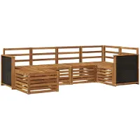 vidaXL Ensemble de salon de jardin 5 pièces en bois d'acacia massif, finition naturelle