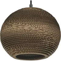 Ledvance Suspension Decor Cardboard Ball marron en carton ondulé, légère, E27, 260 mm de diamètre, abat-jour en matériau recyclé, durable grâce à la source lumineuse interchangeable, montage facile
