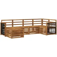 vidaXL Ensemble de salon de jardin 5 pièces en bois d'acacia massif, finition naturelle