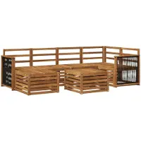 vidaXL Ensemble de salon de jardin 6 pièces en bois d'acacia massif, finition naturelle