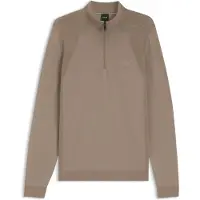 BOSS pour homme. 50558352 Pull tricoté en coton mélangé marron (L), Casuel, Manche longue