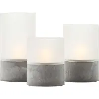 Brilliant Lot 3 lampes de table LED CANDLE - 2500 K - plastique et verre - gris et blanc mat