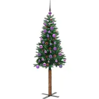 vidaXL Sapin de Noël mince Vert 150 cm PVC et bois de pin massif