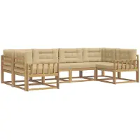 vidaXL Ensemble de salon de jardin 6 pièces, blanc et beige