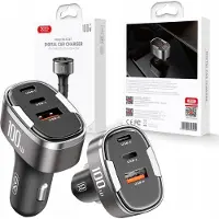 XO chargeur de voiture CC61 PD QC 3.0 100W 1x USB 1x USB-C 1x Lightning gris, Adaptateur pour véhicule, Gris, Noir
