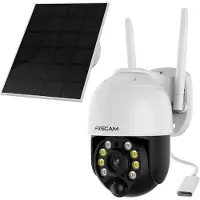 Foscam B4 Caméra de surveillance WLAN 2K 4 MP alimentée par batterie avec fonction de pivotement et d'inclinaison, panneau solaire inclus