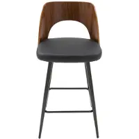 Signature - Chaise de comptoir en vinyle noir L45 cm - AUSTIN