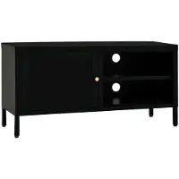 vidaXL Meuble TV noir 90 x 30 x 44 cm en acier et verre
