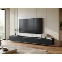 MINIO go for it , meuble TV bas, DONNA 300 cm, à suspendre ou à poser, LED, meuble TV moderne, couleur noire