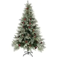 vidaXL Sapin de Noël pré-éclairé pommes de pin vert blanc 225cm PVC PE
