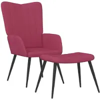 vidaXL Fauteuil relax avec pouf vin rouge velours