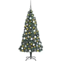vidaXL Arbre de Noël artificiel pré-éclairé avec ensemble de boules