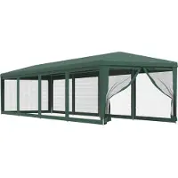vidaXL Tente de réception avec 8 panneaux latéraux en maille vert 4x4 m HDPE