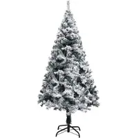 vidaXL Sapin de Noël artificiel avec neige floquée vert 210 cm PVC