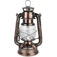 Unyqoos Lanterne LED vintage , avec variateur d'intensité, lumière blanc chaud, en métal et en verre, alimentée par piles (type D), portable avec anneau de suspension, pour intérieur et extérieur