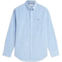 Tommy Hilfiger Chemise 'Regular Fit Flex Gingham' bleu clair / blanc