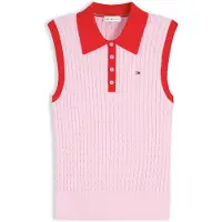 Tommy Hilfiger Tops en tricot 'Cable Slim Sleeveless' rose / rouge